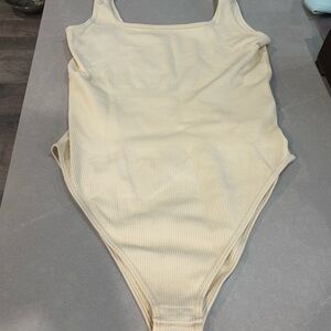 NWOT QQQ Cream Ribbed Bodysuit